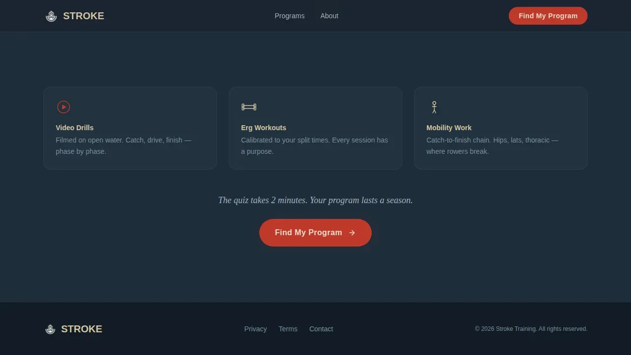 Rowing Program Quiz Landing Page Template