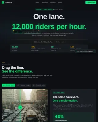 Cinematic Dark BRT Transit Landing Page Template