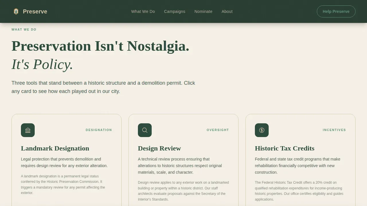 Historic Preservation Government Education Website Template