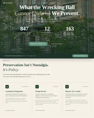 Historic Preservation Government Education Website Template