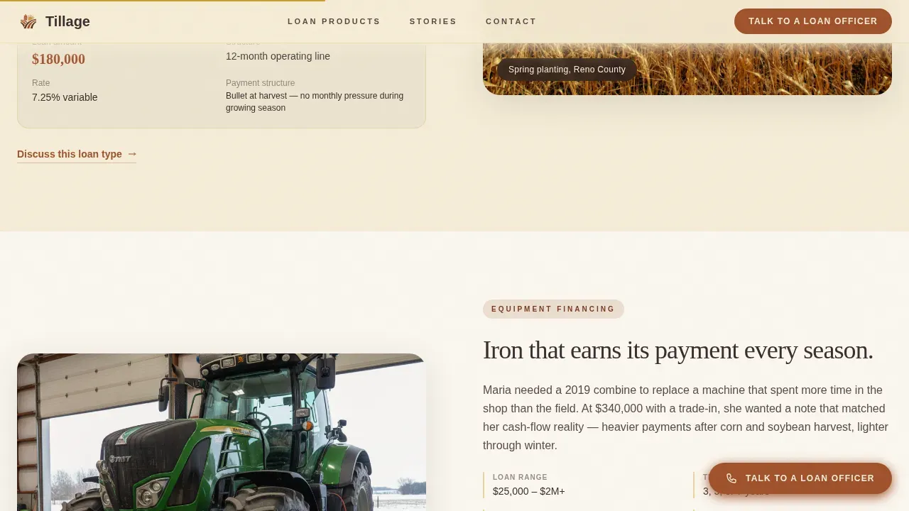 Sustainable Farm Financing Landing Page Template
