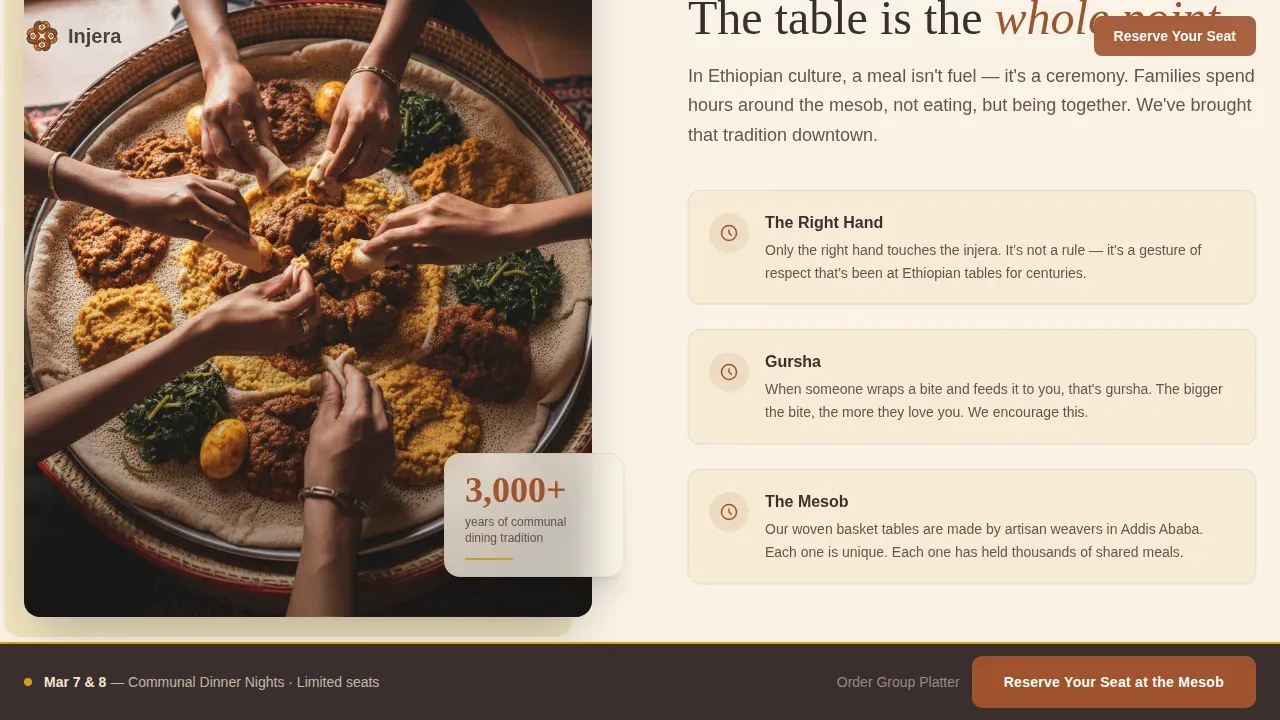 Authentic Eritrean Catering Landing Page Template