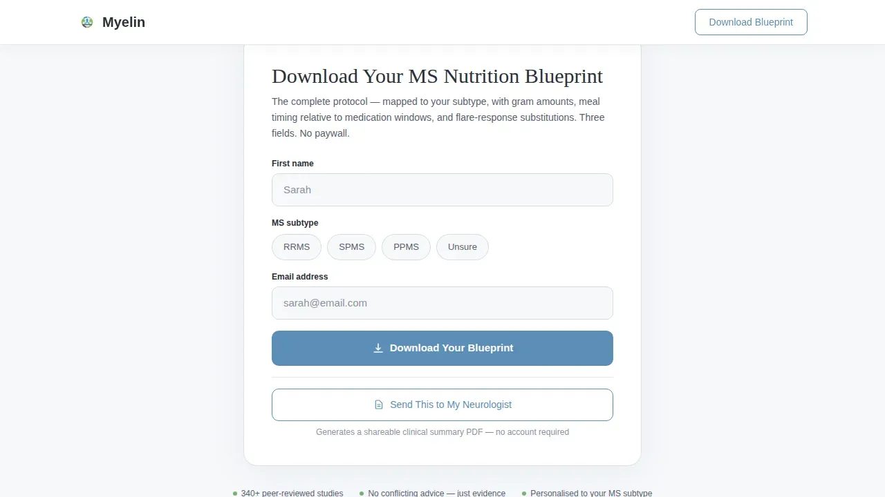 MS Nutrition Protocol Landing Page Template