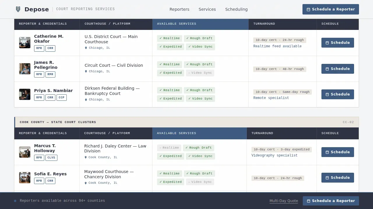 Expert Court Reporter Landing Page Template