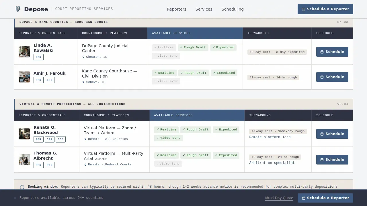Expert Court Reporter Landing Page Template