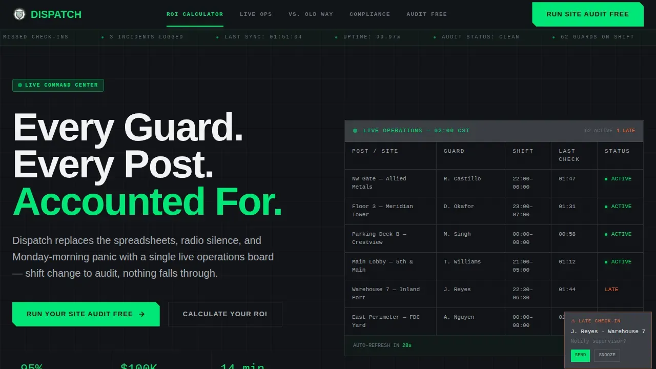Live Security Operations Landing Page Template