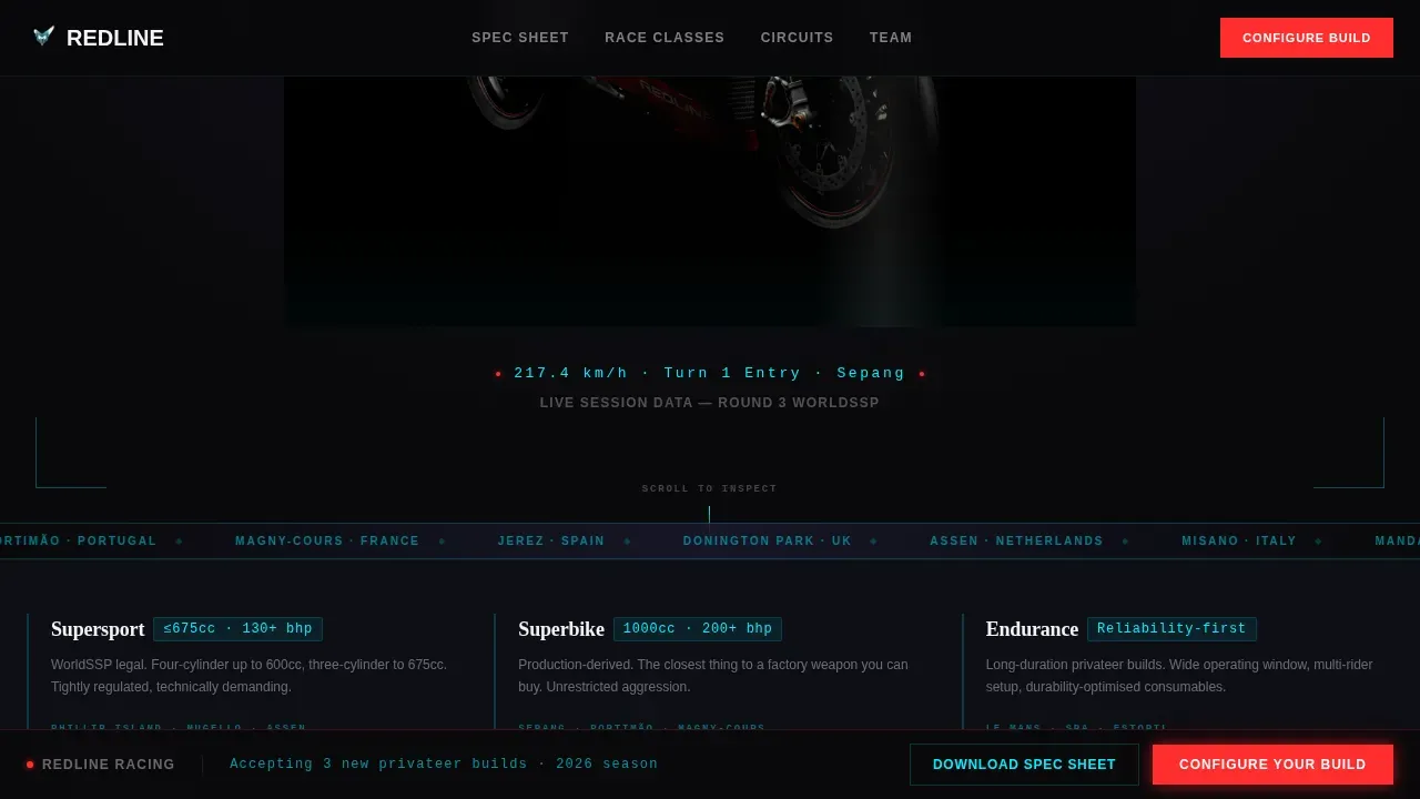 Elite Motorsport Academy Landing Page Template