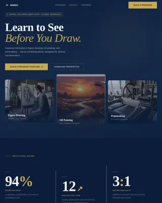 Specialist Art School Marketing Portfolio & Case Study Website Template