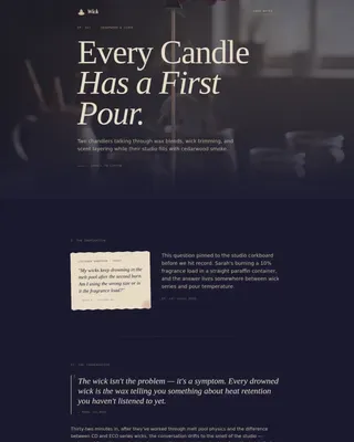 Artisan Candle Workshop | Free Website Template | Rocket