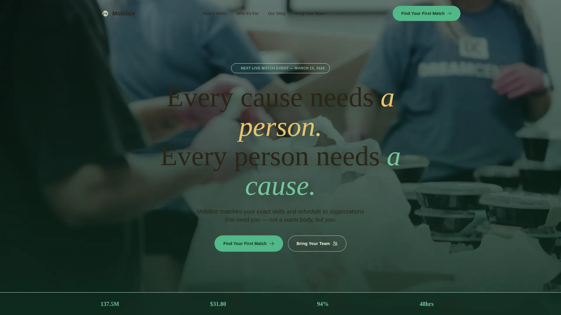 Volunteer Matching Platform Landing Page Template