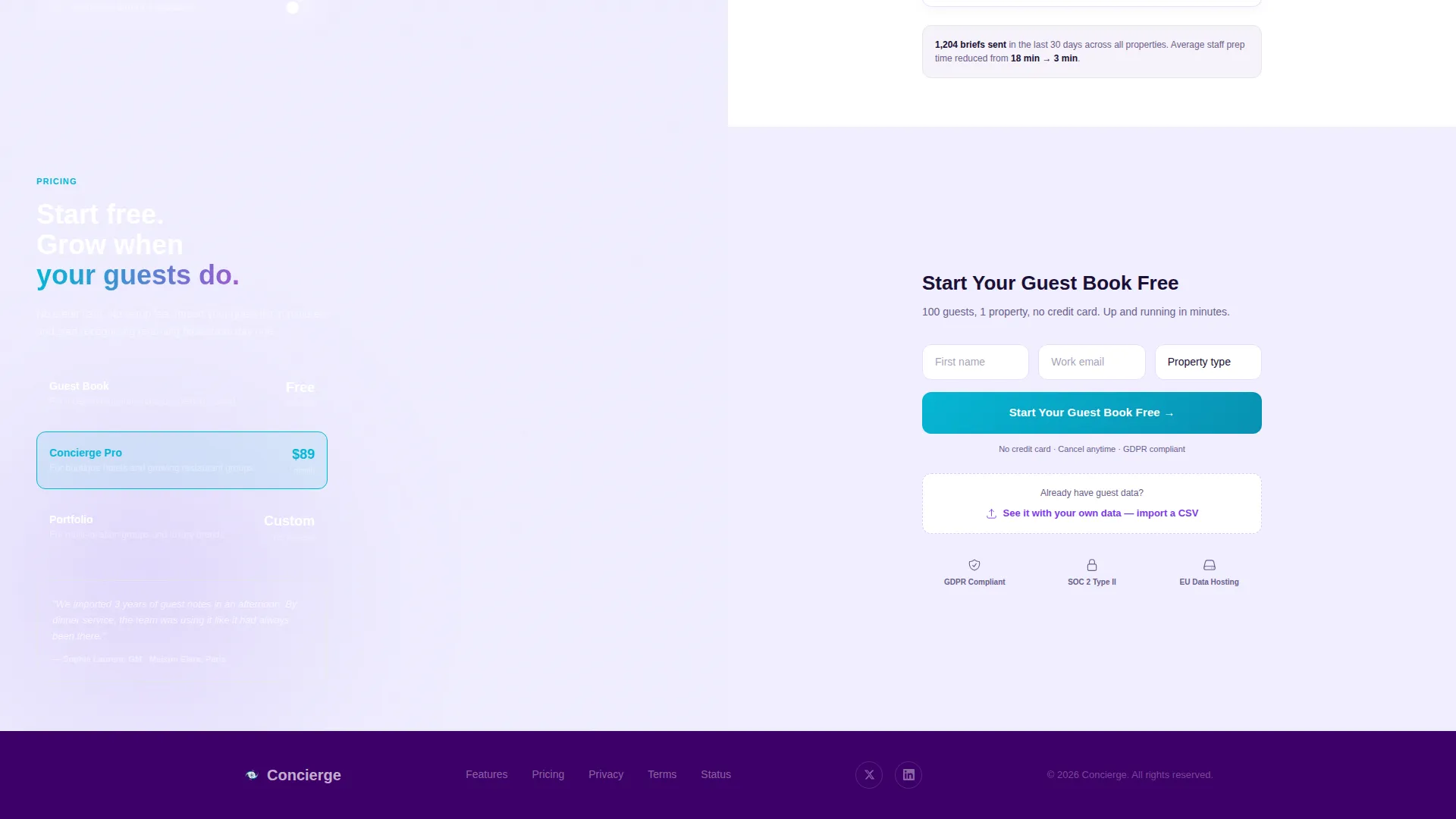 Premium Guest Services Landing Page Template
