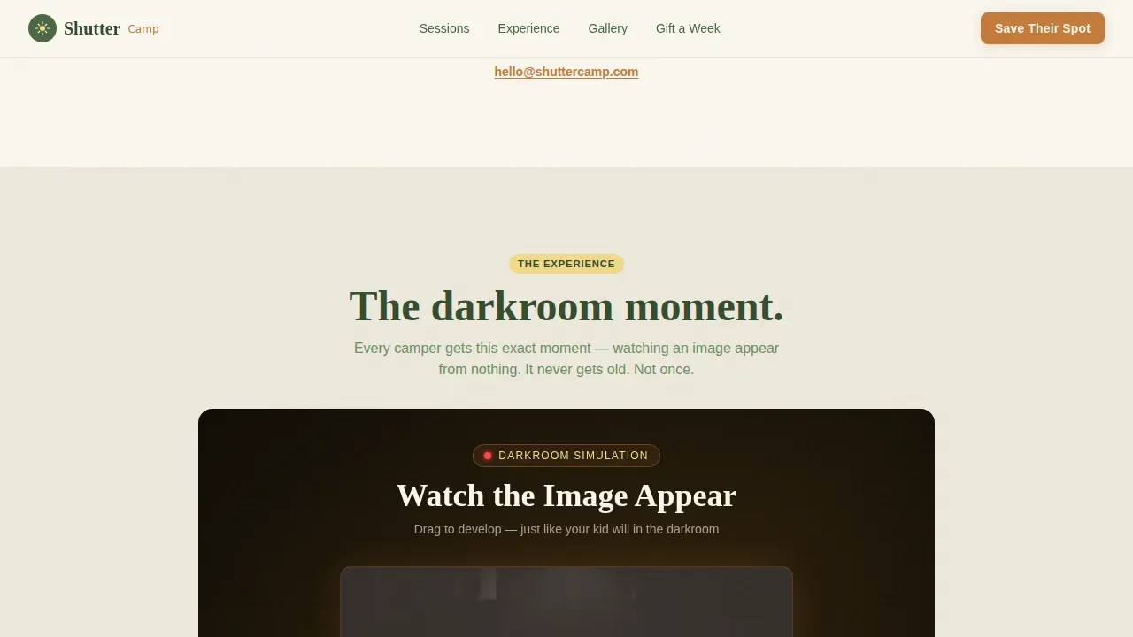 Artisan Kids Photo Camp Landing Page Template