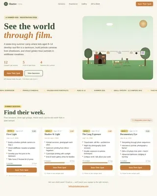 Artisan Kids Photo Camp Landing Page Template