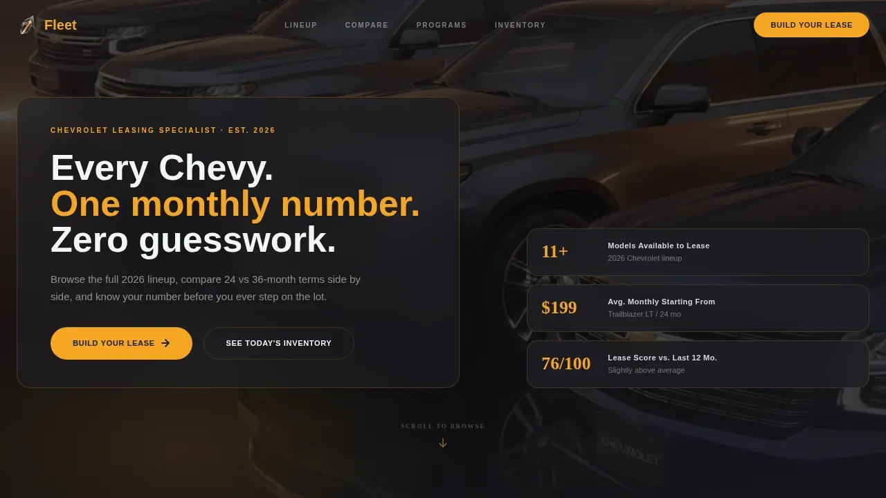 Premium Chevrolet Leasing | Free Website Template | Rocket