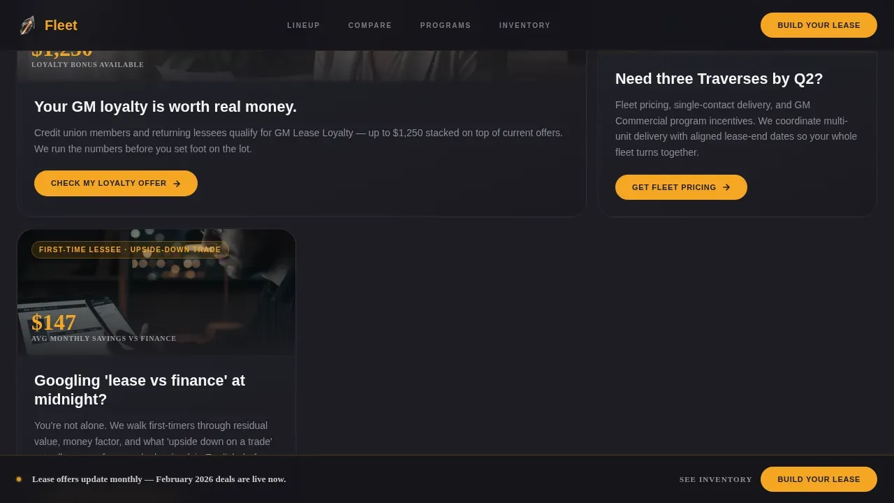 Premium Chevrolet Leasing | Free Website Template | Rocket