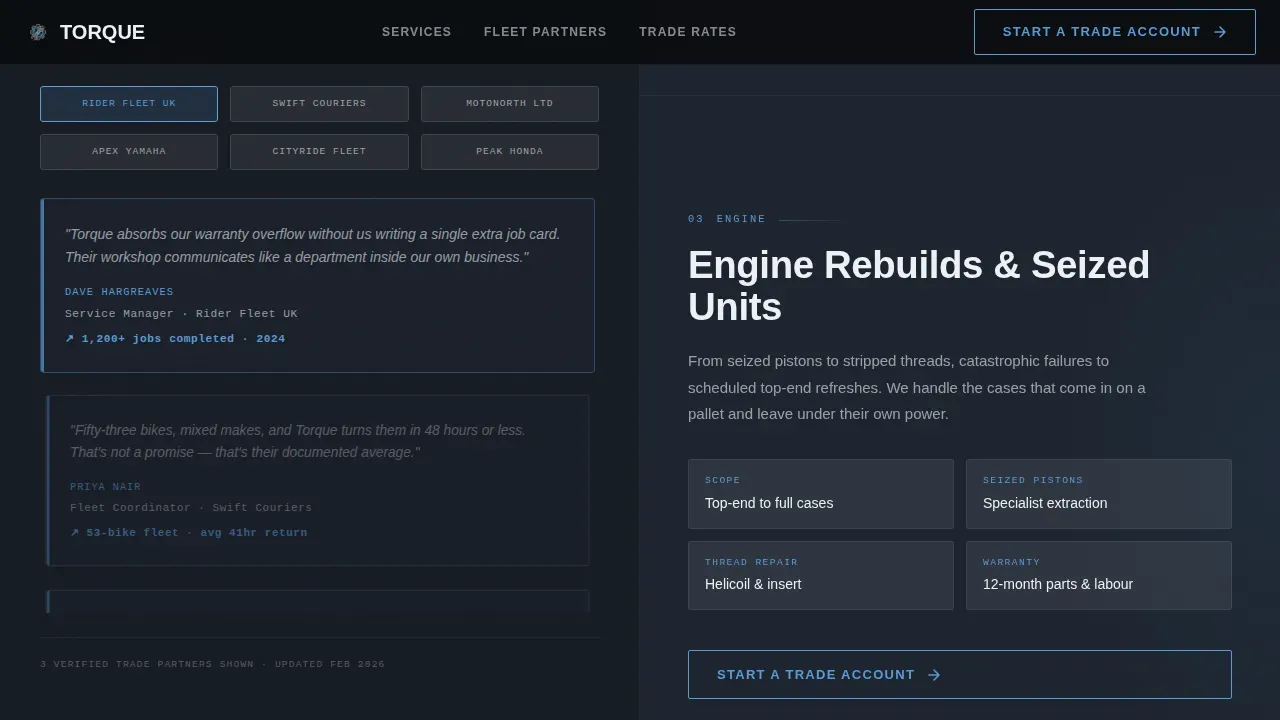 Premium Motorcycle Repair Landing Page Template