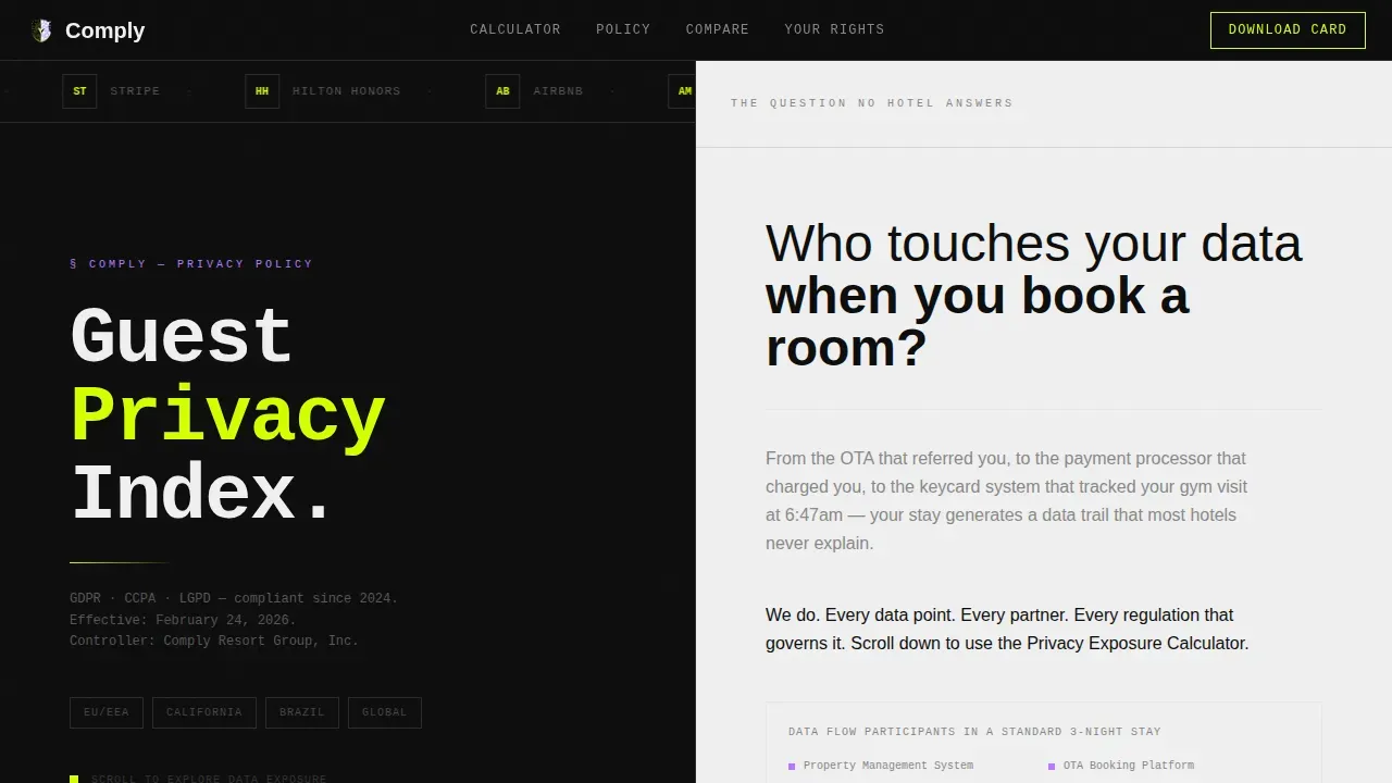 Boutique Hotel Privacy Policy & Guest Data Website Template