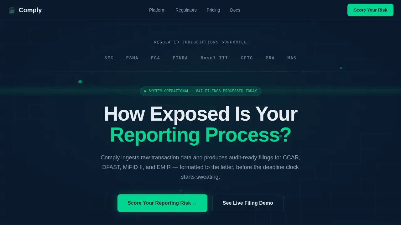Intelligent Regulatory Hub Landing Page Template