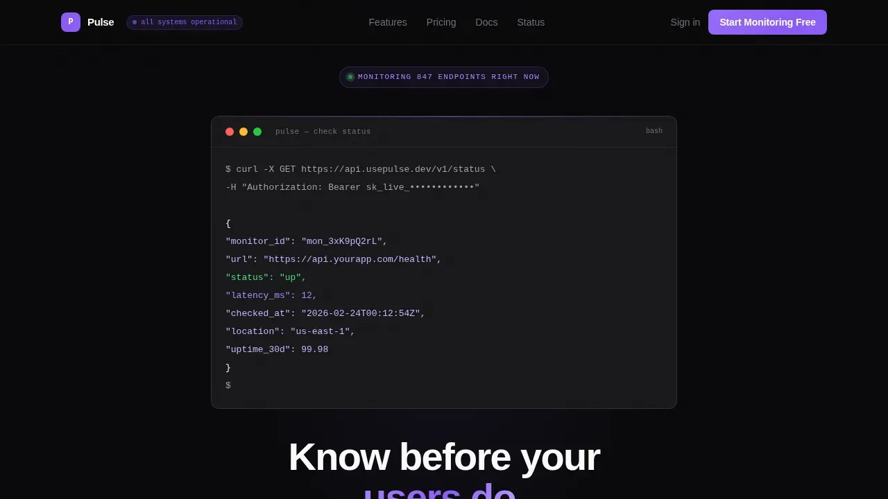 DevOps Uptime Tracking Landing Page Template
