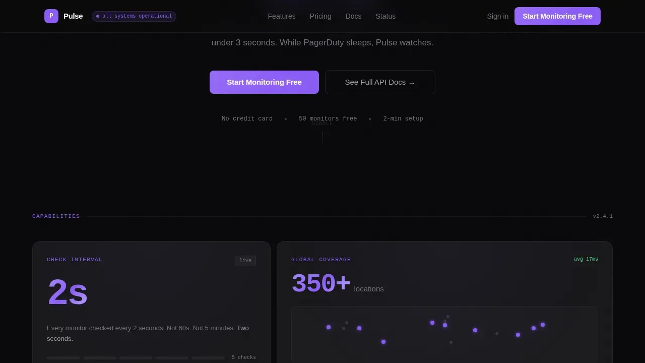 DevOps Uptime Tracking Landing Page Template