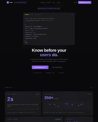 DevOps Uptime Tracking Landing Page Template