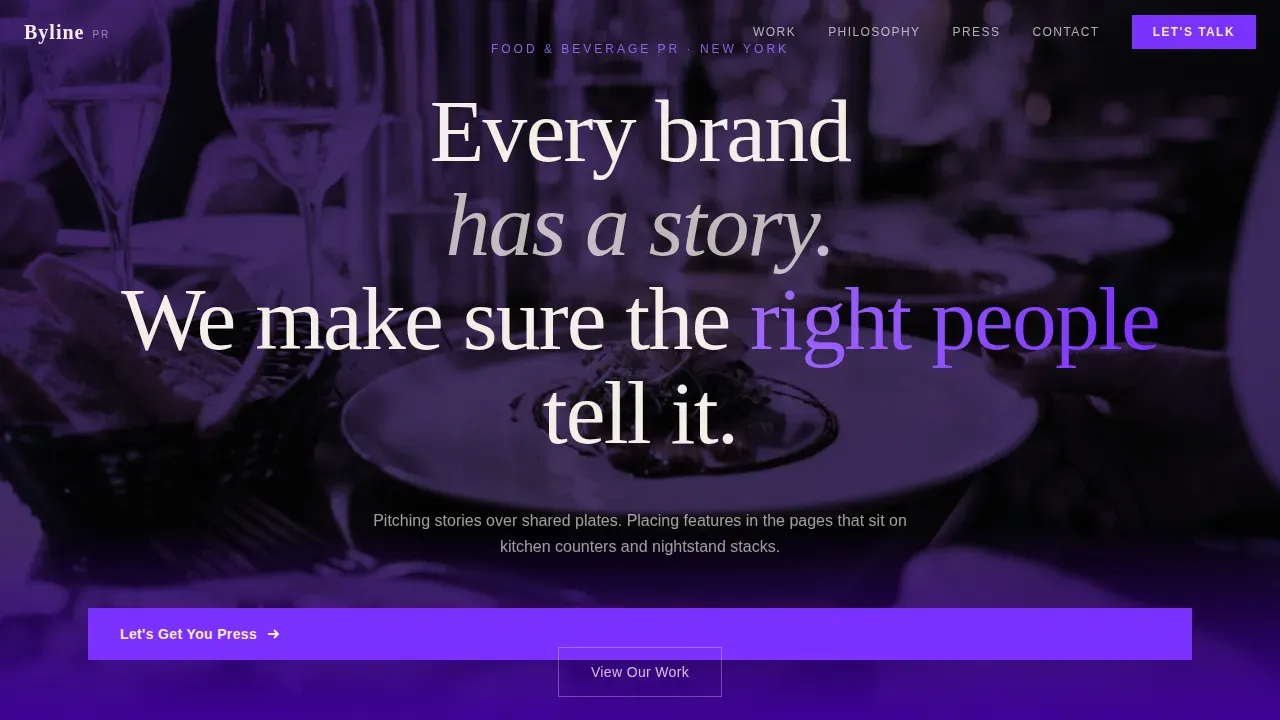 Food PR Agency Landing Page Template | Bento Grid