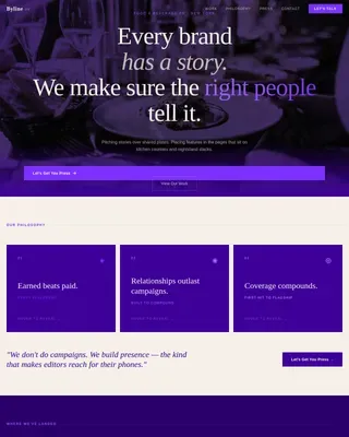 Food PR Agency Landing Page Template | Bento Grid