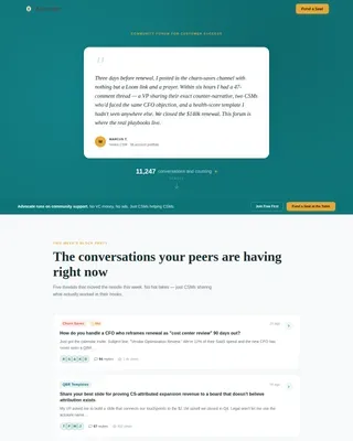 Fund Your Customer Success Community Landing Page