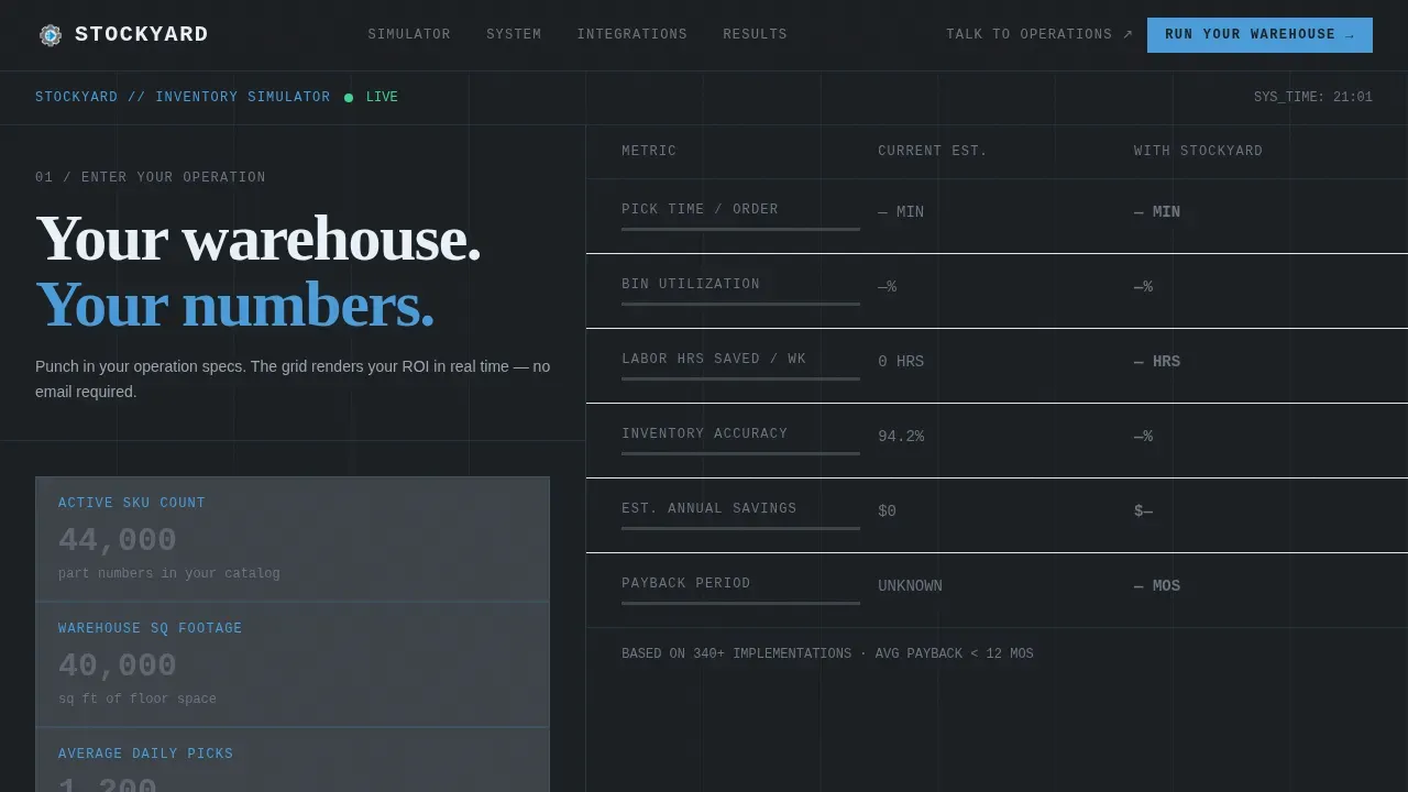 Bold Brutalist Automotive Warehouse Management Landing Page