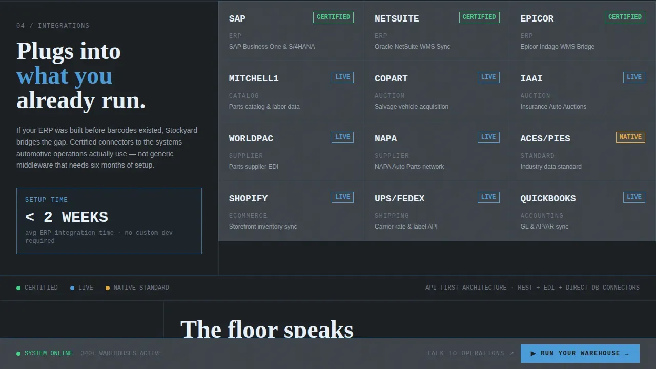 Bold Brutalist Automotive Warehouse Management Landing Page
