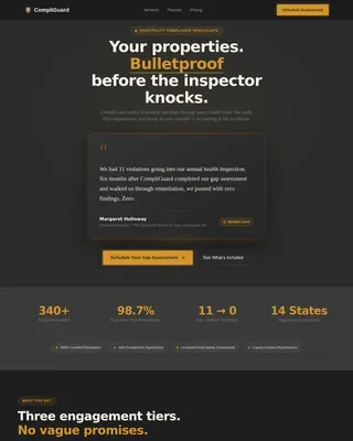 Hospitality Compliance Consultant Landing Page Template