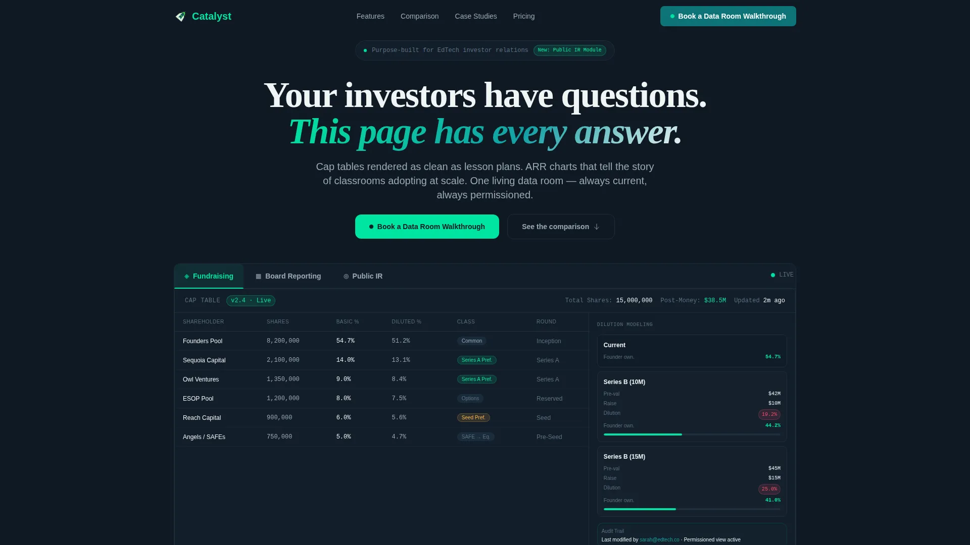 Edtech Investor Relations Landing Page Template