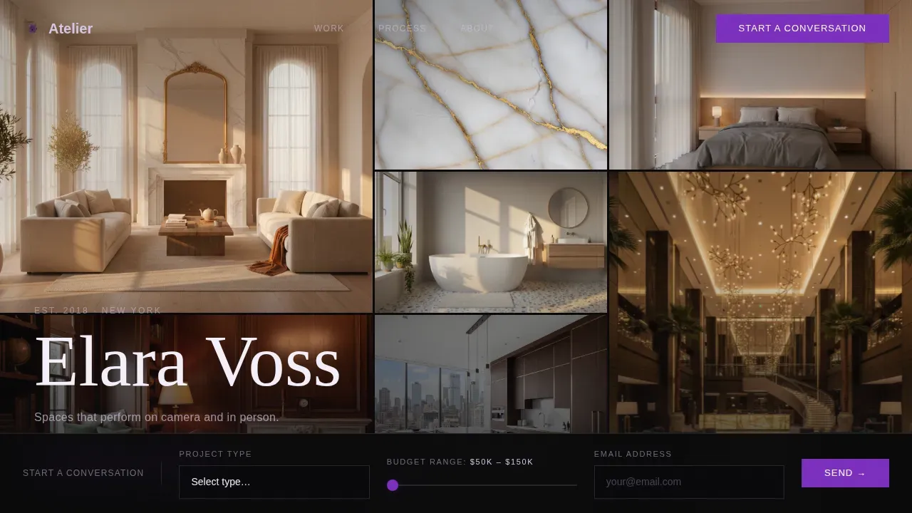 Immersive Interior Design Portfolio Landing Page Template