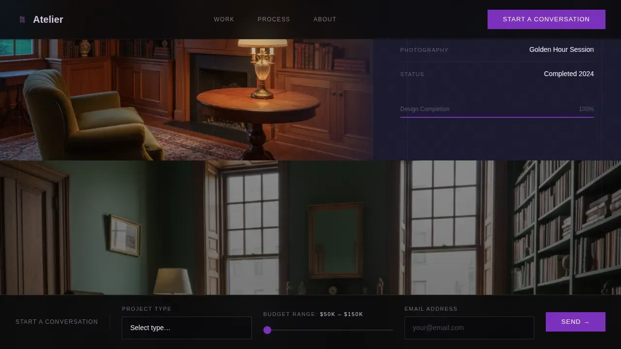 Immersive Interior Design Portfolio Landing Page Template