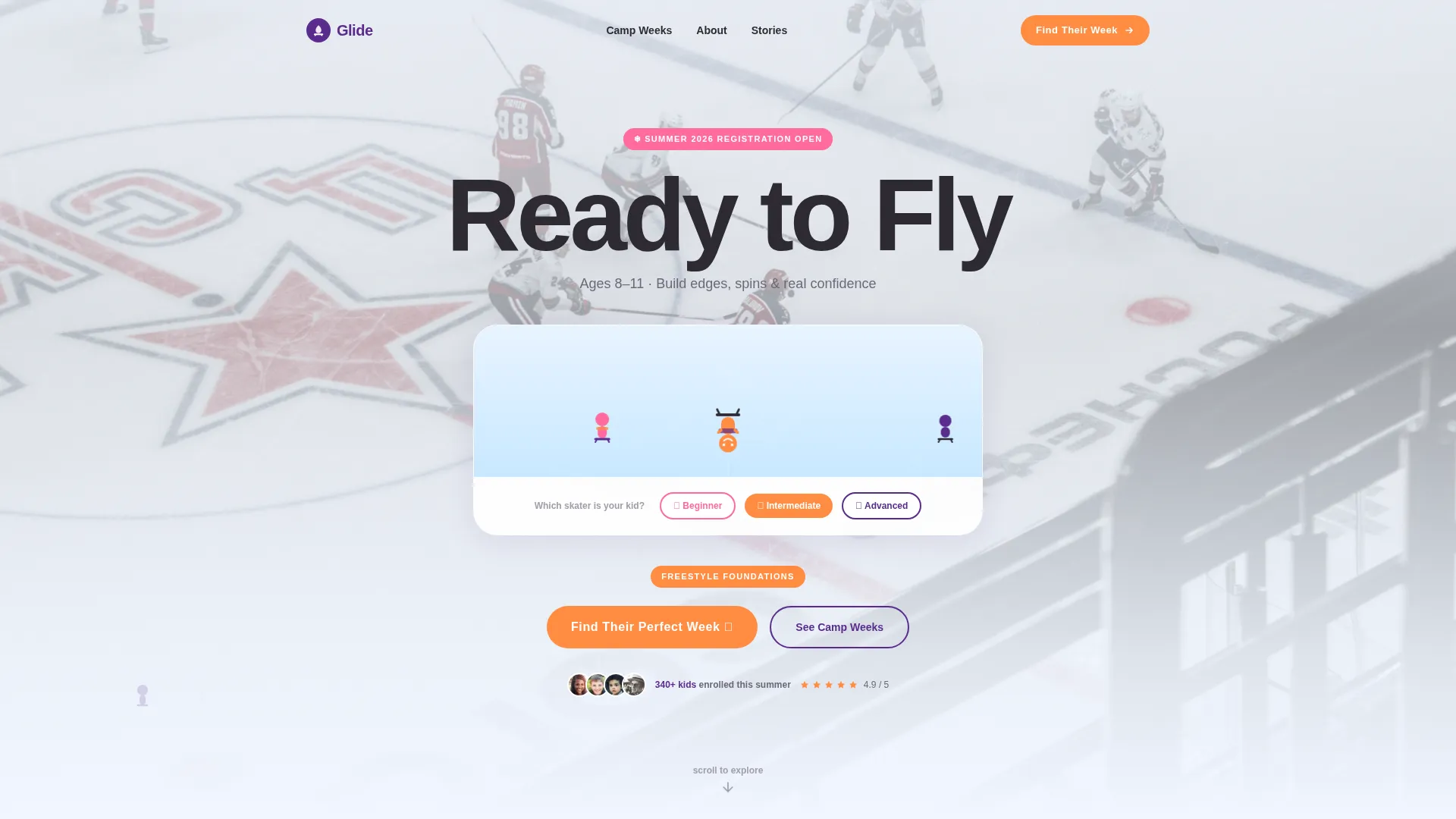 Ice Skating Summer Camp Landing Page Template