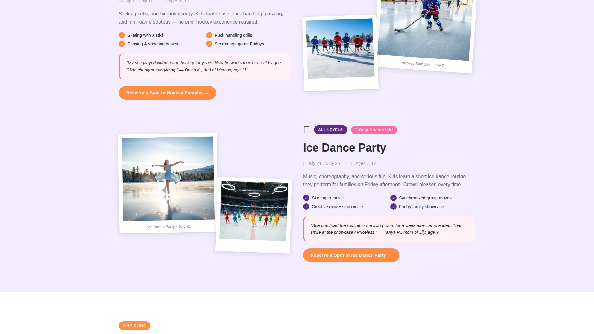 Ice Skating Summer Camp Landing Page Template