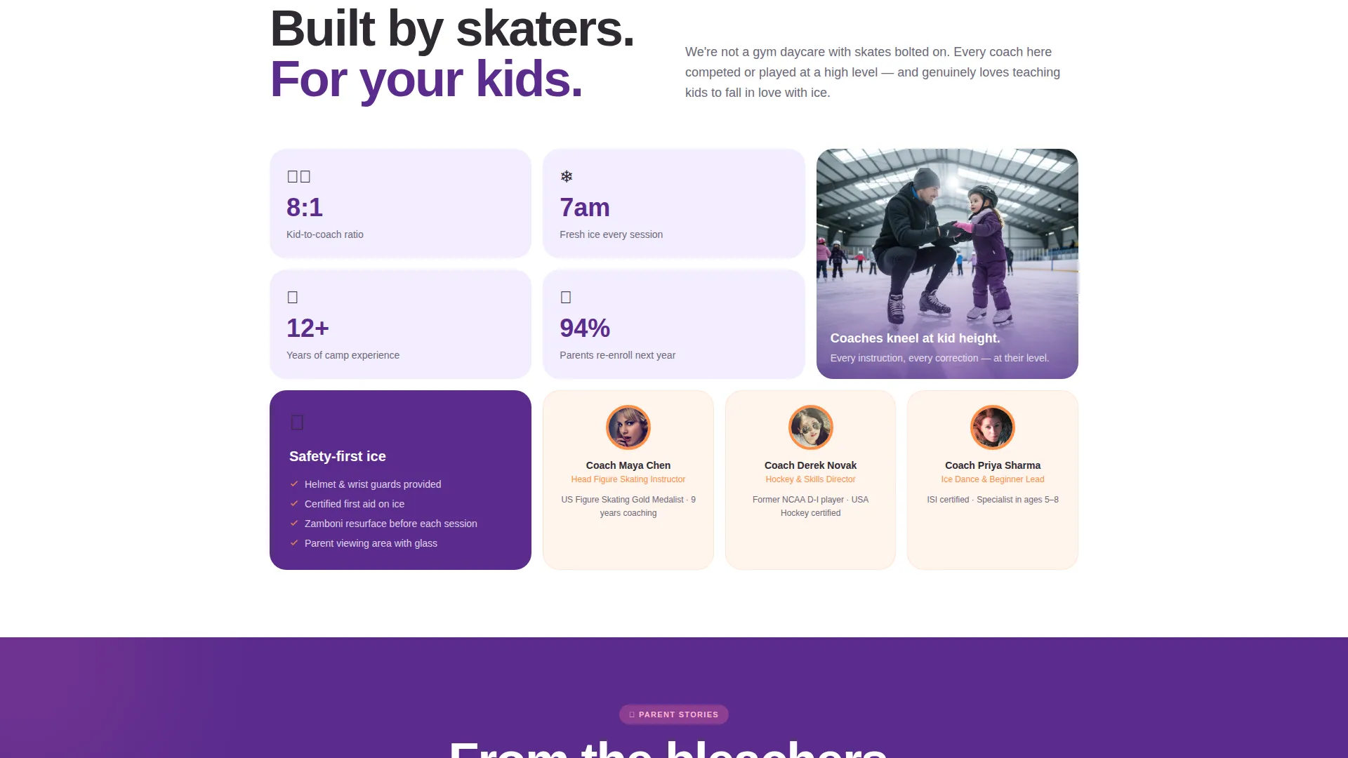 Ice Skating Summer Camp Landing Page Template