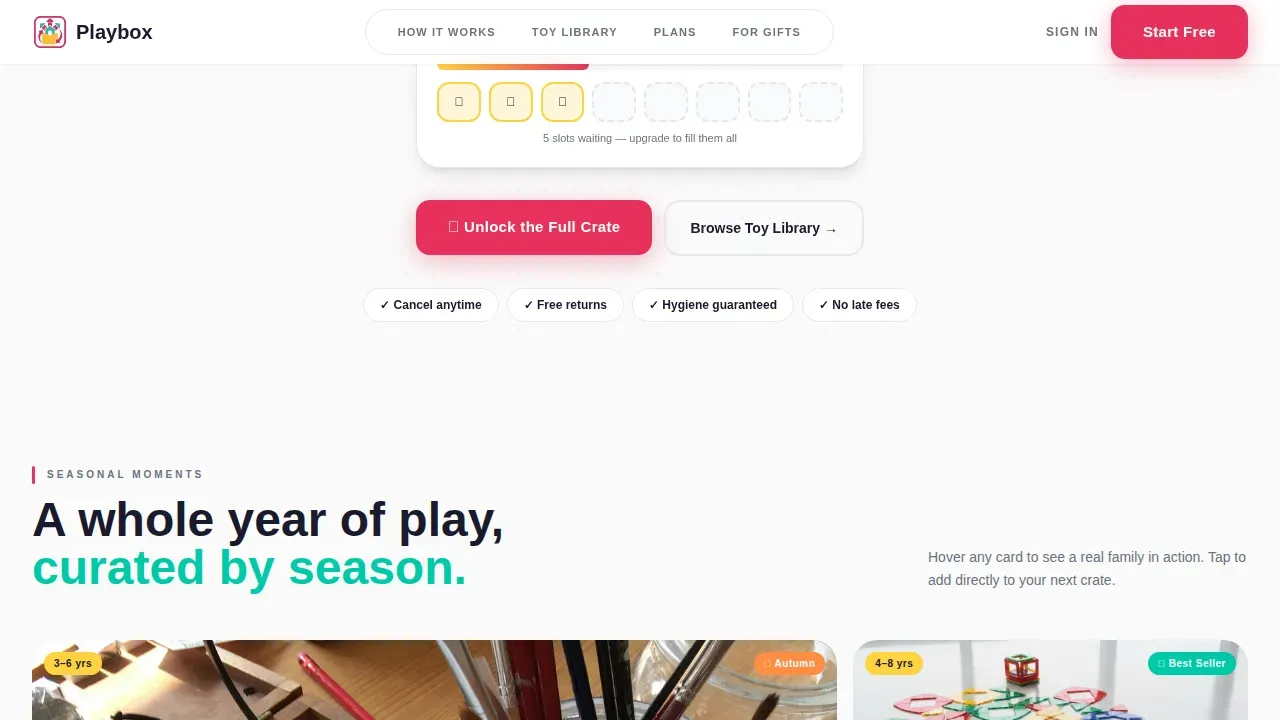 Sensory Toy Subscription Landing Page Template