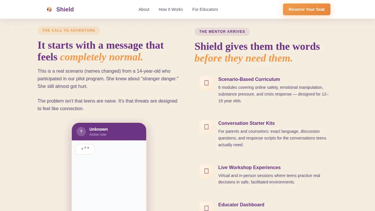 Protective Youth Digital Safety Landing Page Template