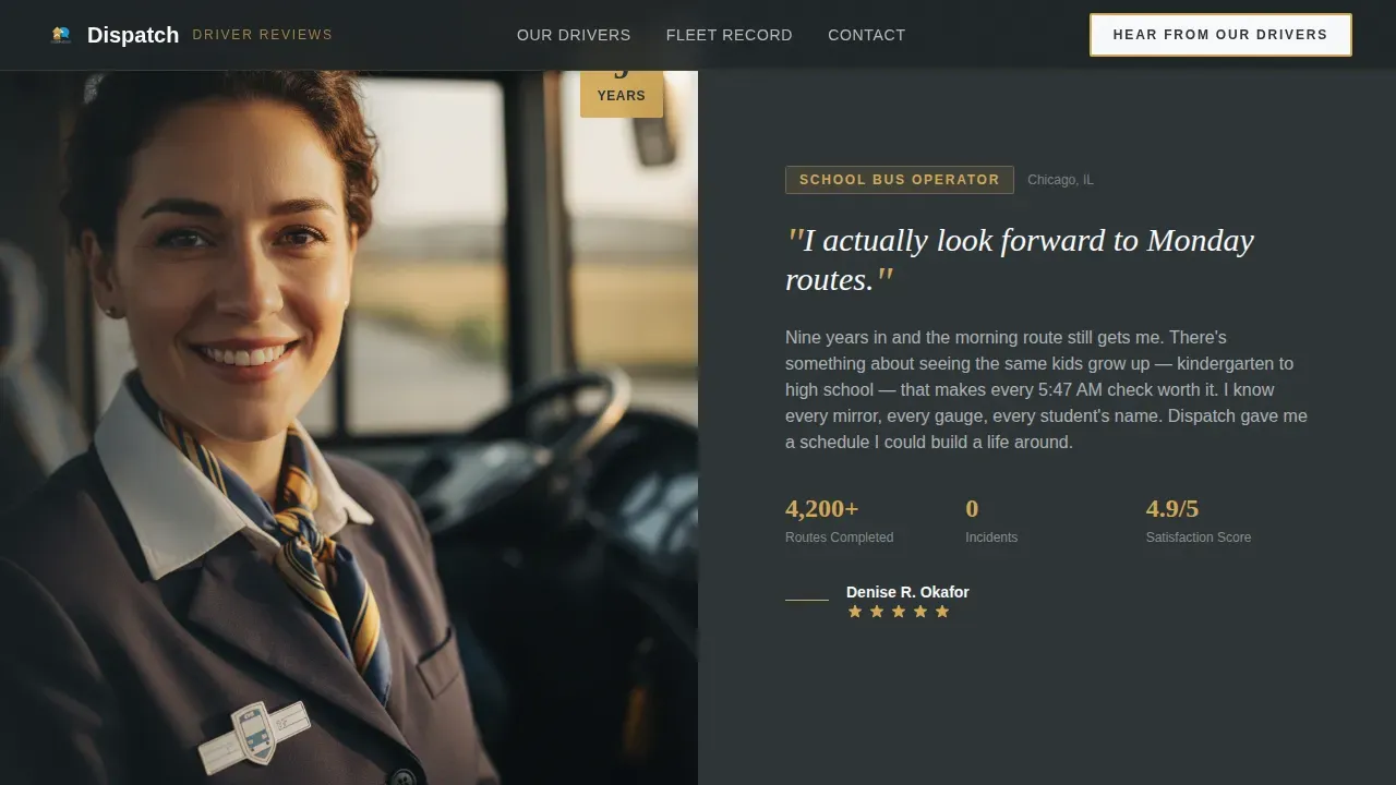 Expert Driver Testimonial Landing Page Template