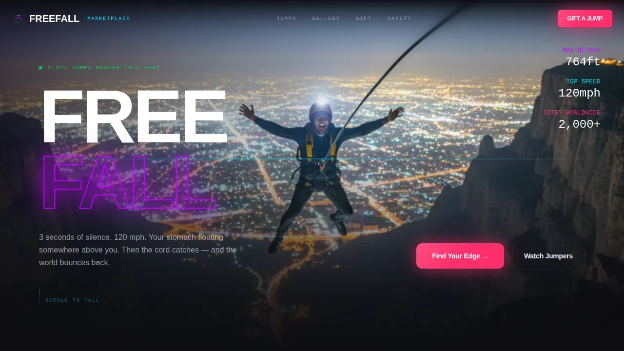 Thrilling Adventure Sports Marketplace Landing Page Template
