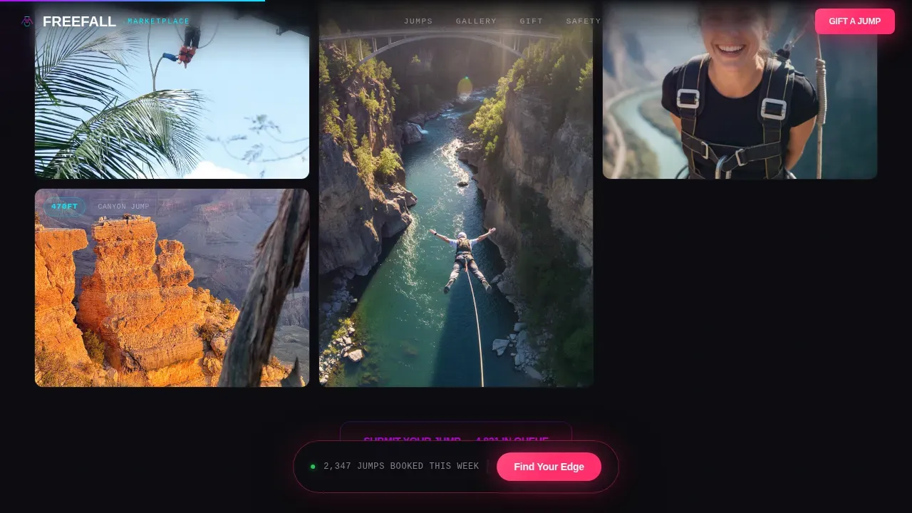 Thrilling Adventure Sports Marketplace Landing Page Template