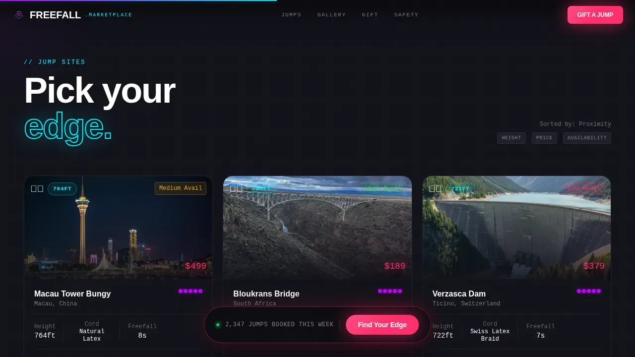 Thrilling Adventure Sports Marketplace Landing Page Template