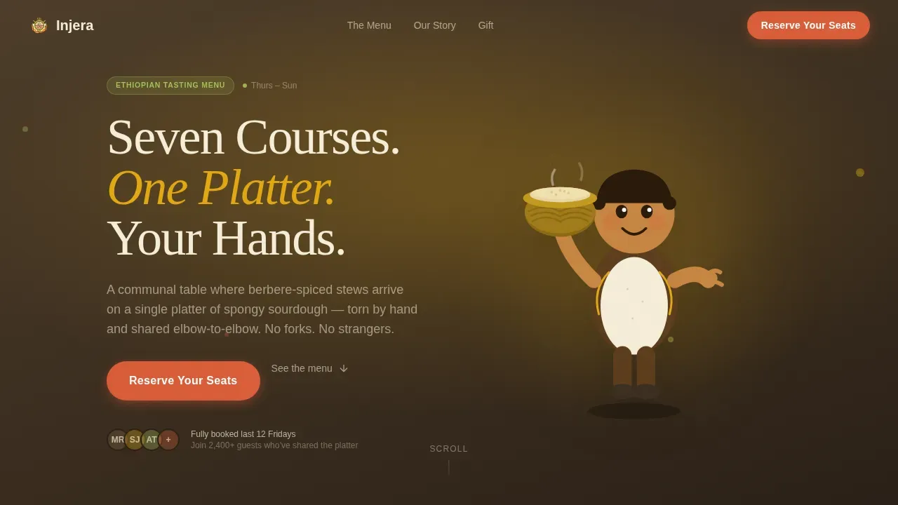 Authentic Ethiopian Cuisine Landing Page Template