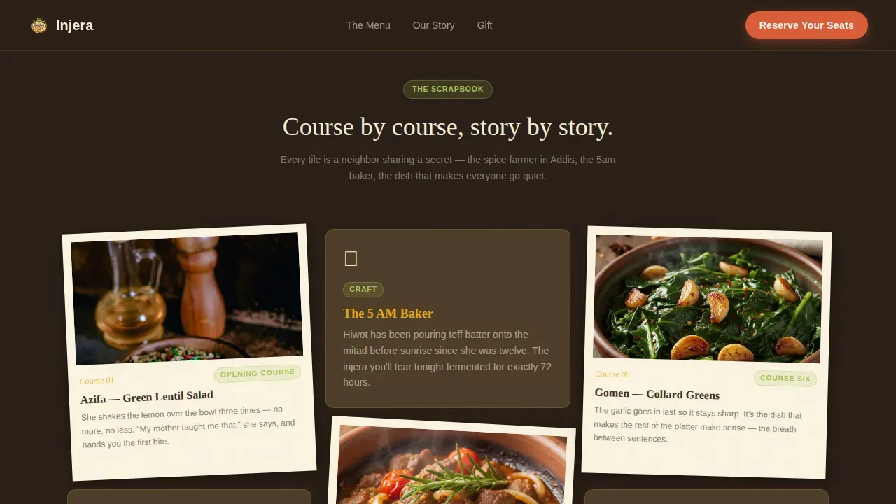 Authentic Ethiopian Cuisine Landing Page Template
