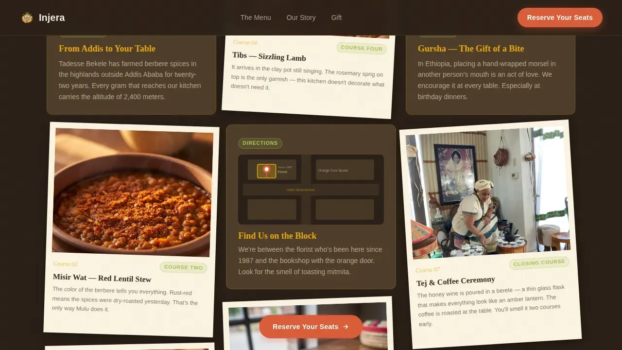 Authentic Ethiopian Cuisine Landing Page Template