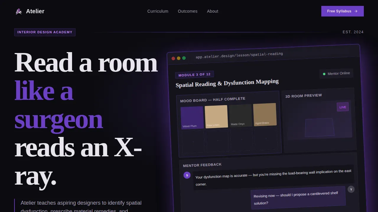 Minimalist Interior Design Academy Landing Page Template