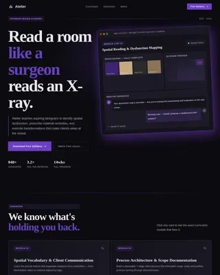 Minimalist Interior Design Academy Landing Page Template