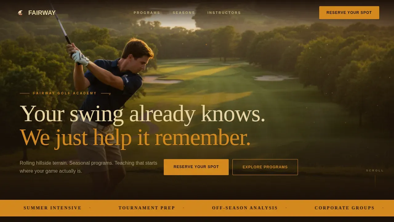 Premier Golf Academy Landing Page Template
