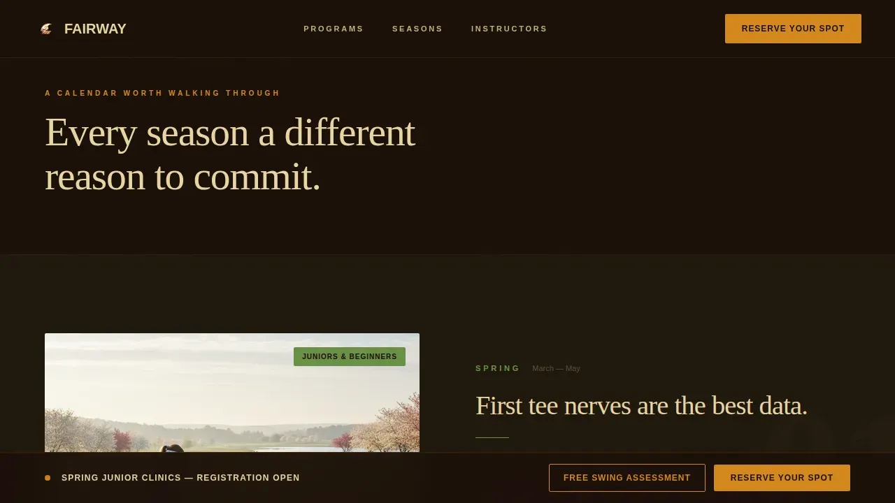 Premier Golf Academy Landing Page Template